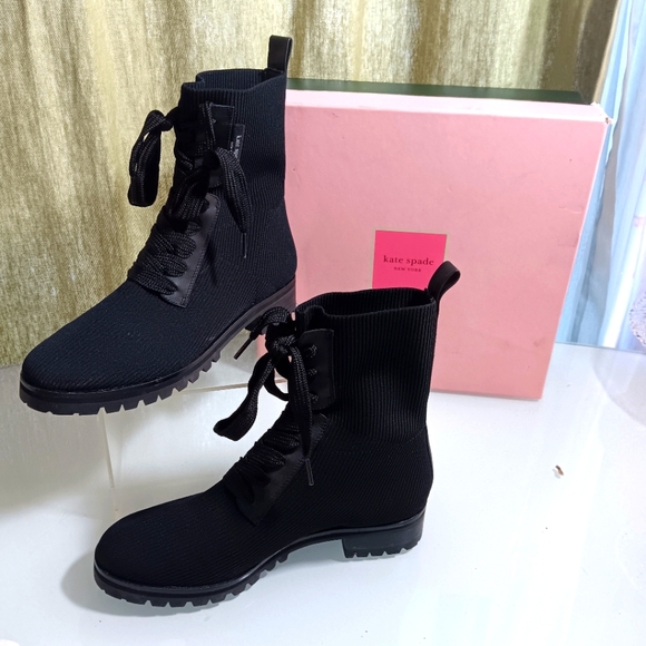 *New* KATE SPADE "Meringue" Lace Up Combat Boots: sz. 8 - Picture 2 of 5